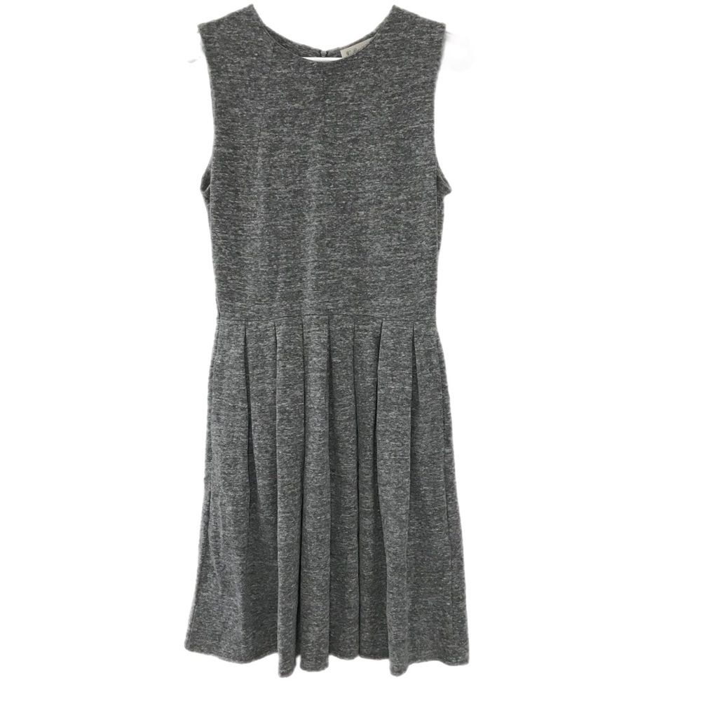 J Crew Gray Pleated Wool Dress